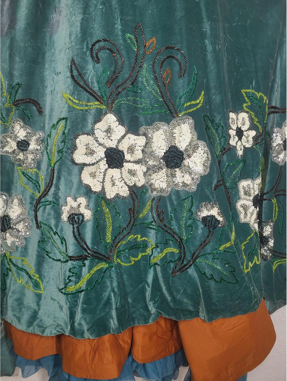 Ooak JULIO CHAVEZ Ball Gown 50s Green Velvet Sequin Mexico Rumbera Film Worn? - Picture 14 of 15